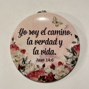 Inspirational Spanish Key Holder/Bag Charm/Mirror with Floral Design NWT